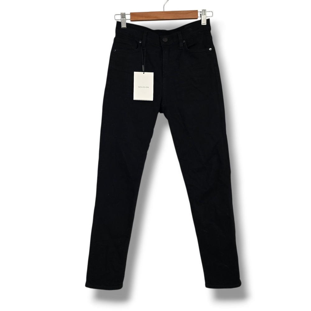 GOLDSIGN The‎ Semi Fit High Rise Slim Straight Cropped Jeans Onyx Black Size 24